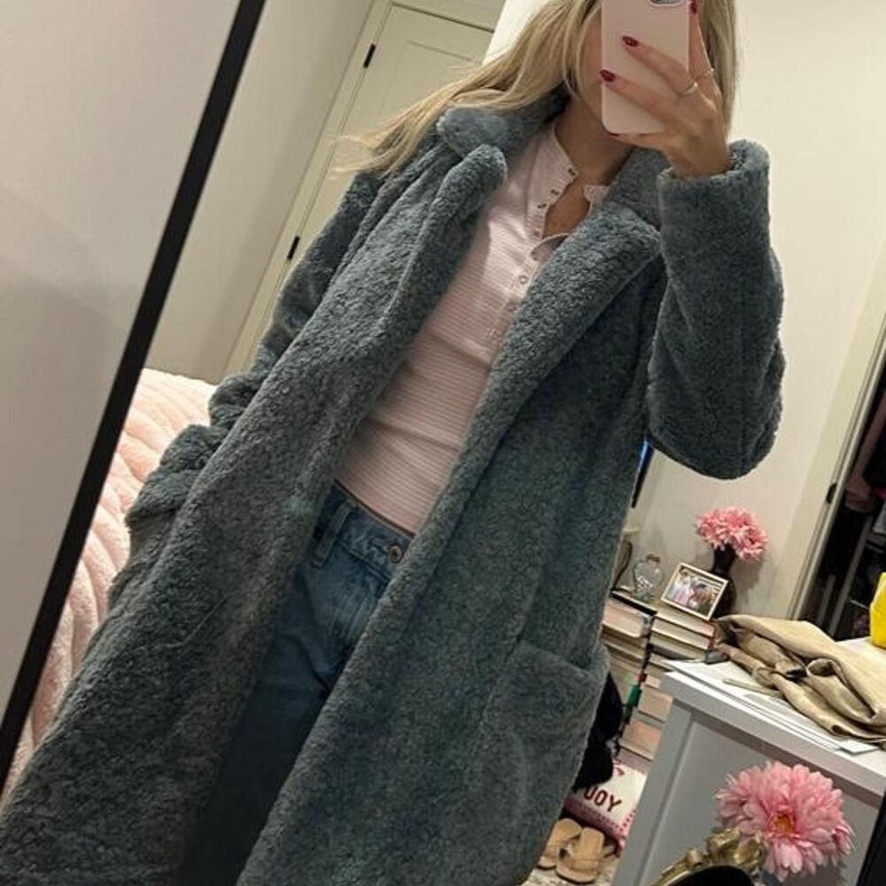 Anthropologie Women's Blue and Grey Coat